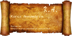Kurcz Annamária névjegykártya